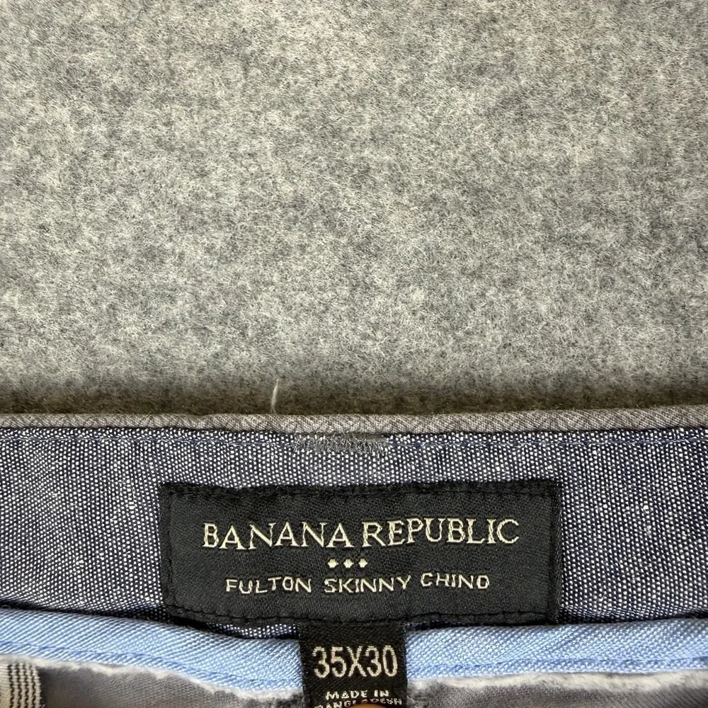 Banana Republic Fulton Skinny Chino Pants Gray Microdot Pattern Men Size 35x30